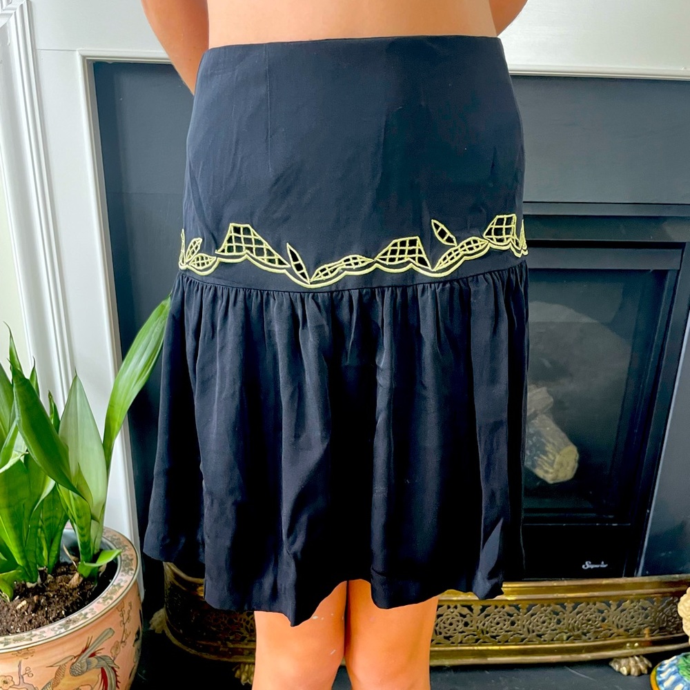 ✨Vintage✨ Nicole Miller Collection black and green mini skirt